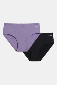 Lavos Anti Microbial Medium Rise Full Coverage Hipster Period Panty (Pack of 2) - Black Lavender — thumbnail 2